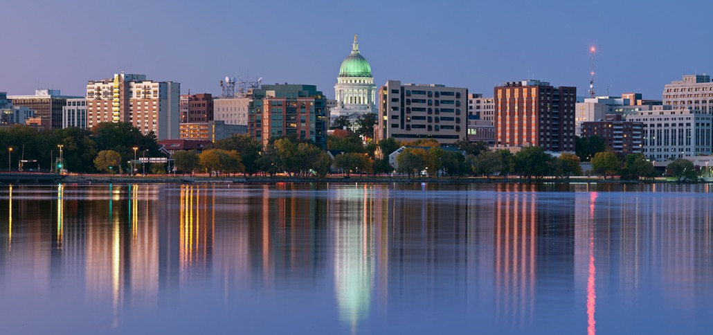 Madison skyline with the capitol in the photo